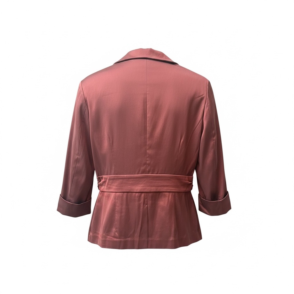 R&M Richards Burgundy Satin Wrap Blouse - Women - Picture 4 of 6